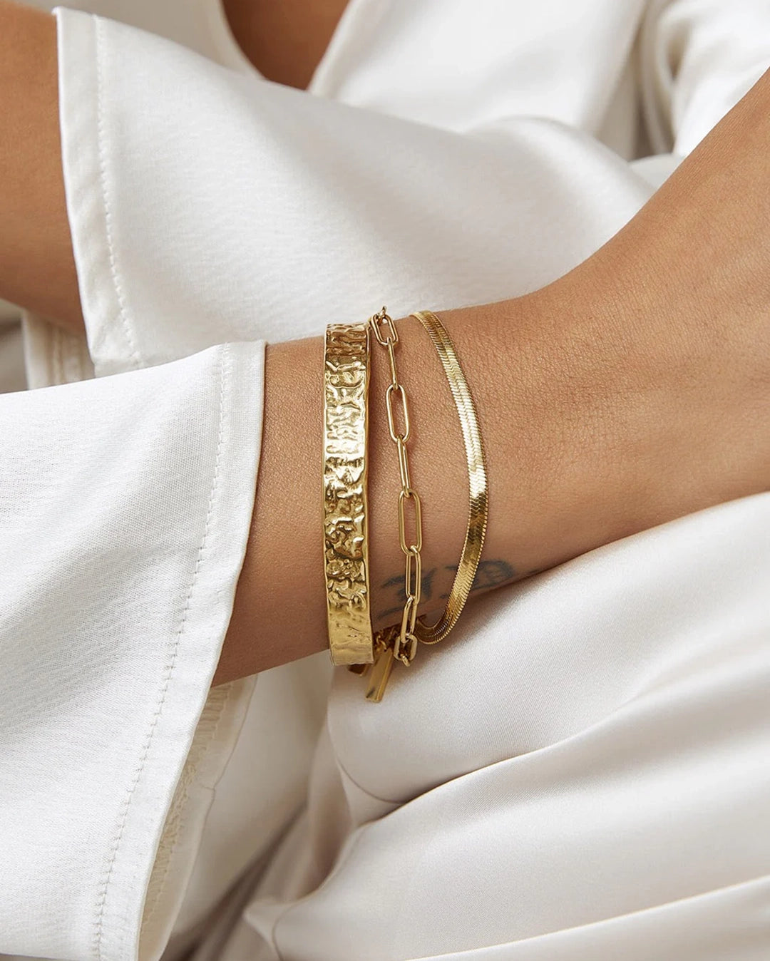 Sylvia Gold Snake Chain Bracelet by Arms of Eve - view 3