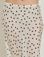 Silk Chiffon Midi Skirt - Cream and Black Polka Dot by Maison Essentiele - view 4
