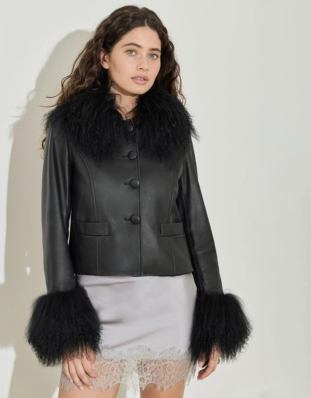 Silk Lace Mini Skirt - Silver by Maison Essentiele