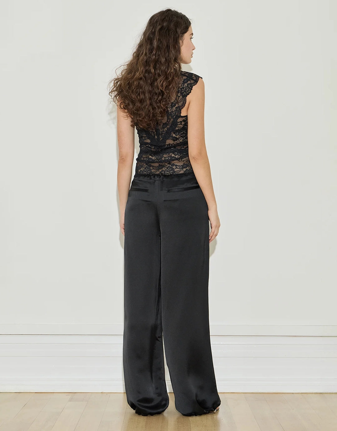 Satin Trouser - Black by Maison Essentiele - view 3