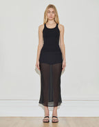 Silk Chiffon Midi Skirt - Black by Maison Essentiele