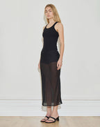 Silk Chiffon Midi Skirt - Black by Maison Essentiele - view 2