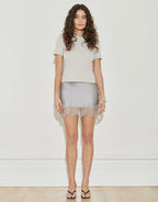 Silk Lace Mini Skirt - Silver by Maison Essentiele - view 4