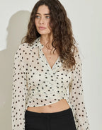 Wrap Shirt - Cream and Black Polka Dot by Maison Essentiele