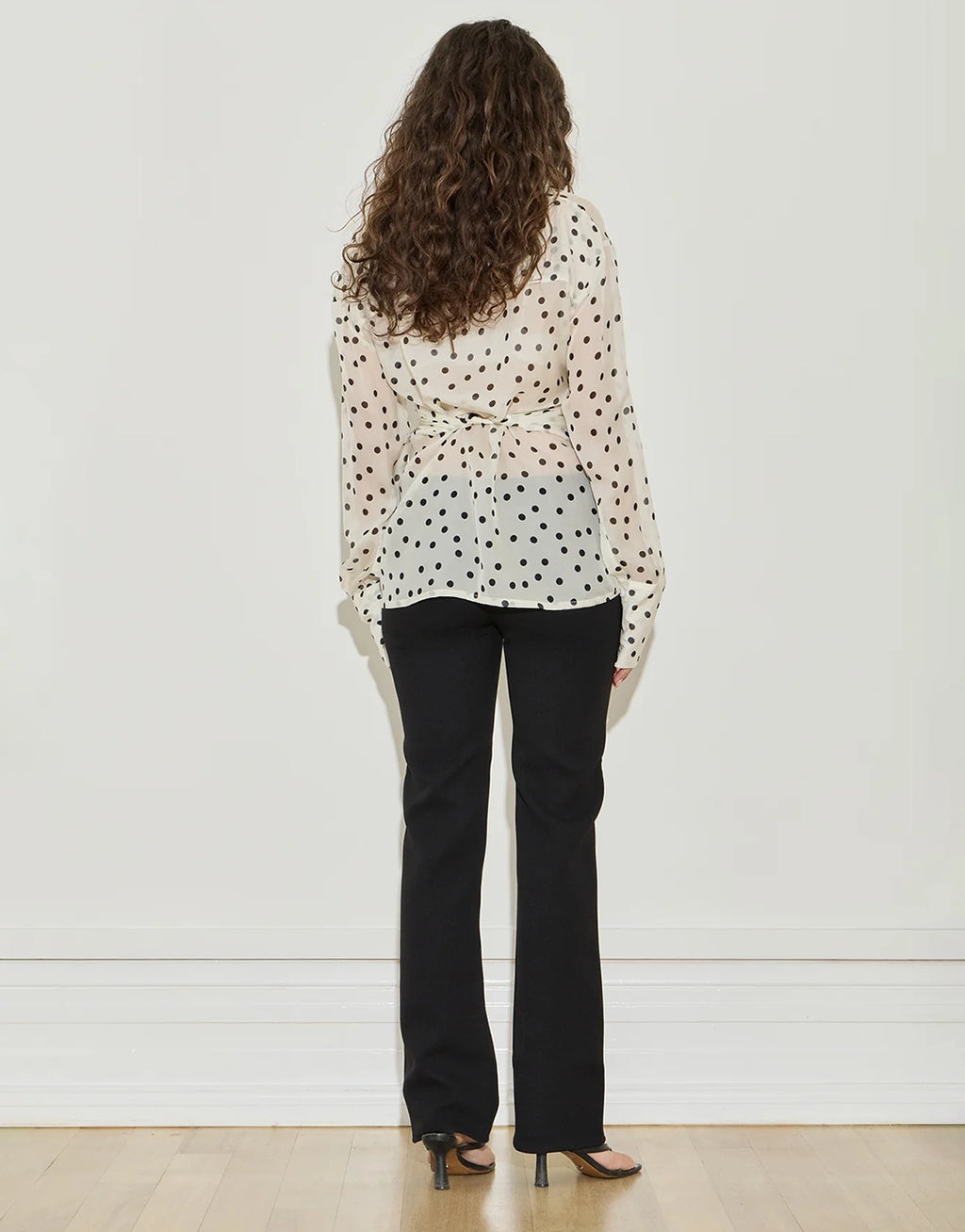 Wrap Shirt - Cream and Black Polka Dot by Maison Essentiele - view 3