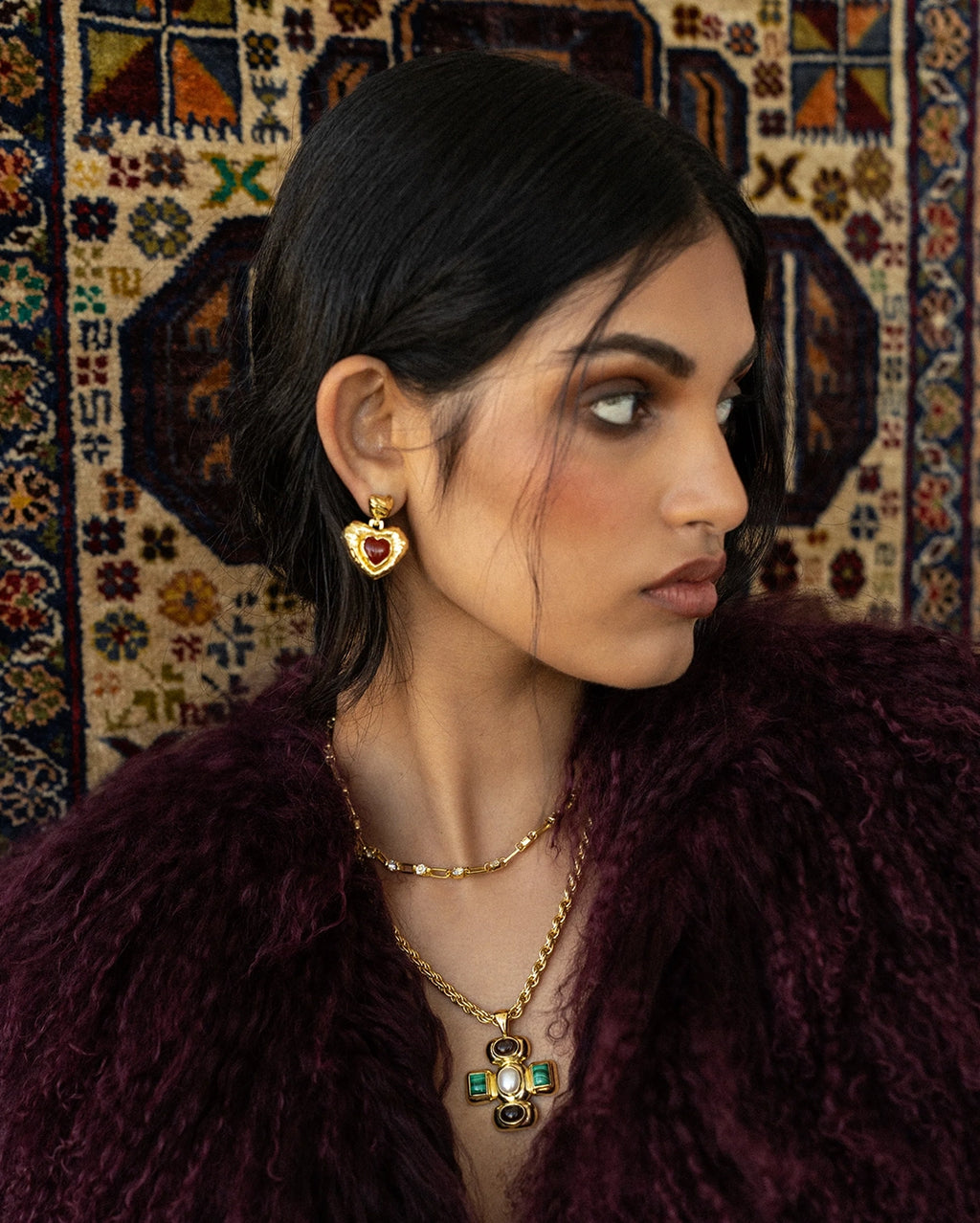 Suri Earrings - Gold Carnelian