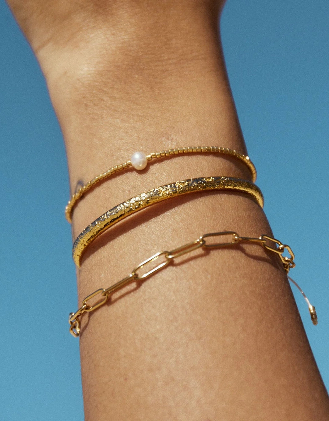 River Gold and Pearl Bracelet