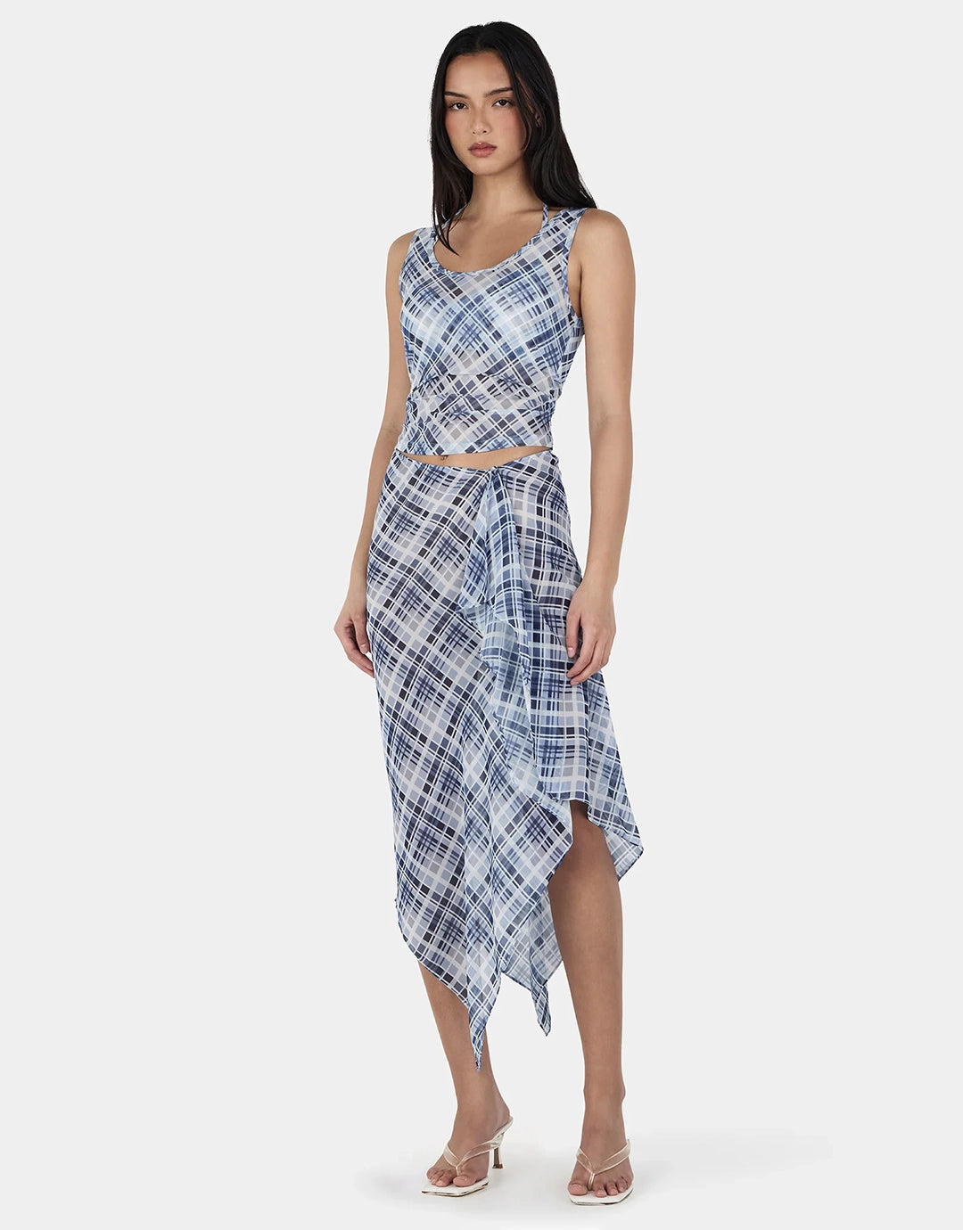 London Wrap Skirt - Sky Plaid by Ownley - view 2