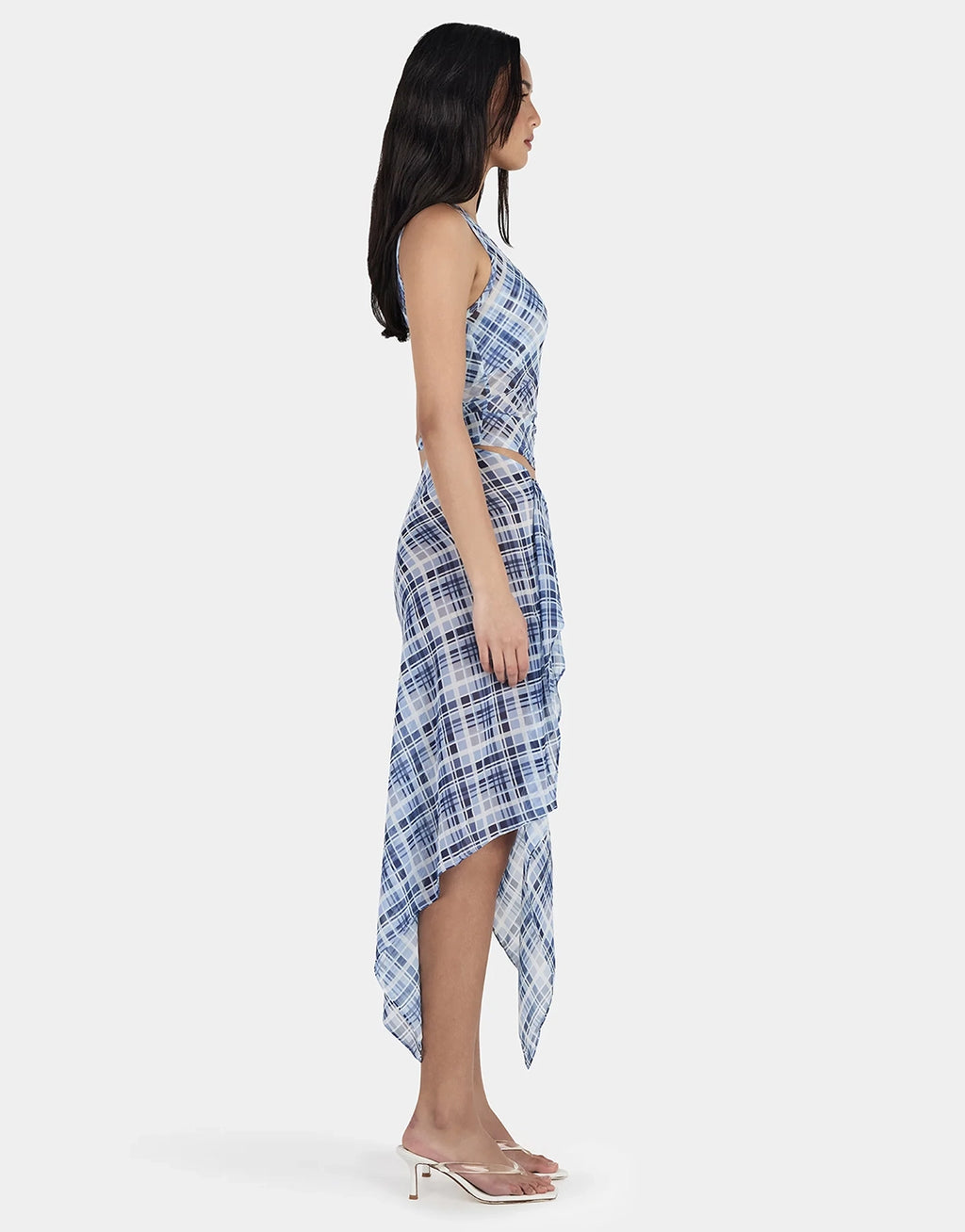 Natalia Layer Tank - Sky Plaid by Ownley - view 5