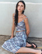 London Wrap Skirt - Sky Plaid by Ownley