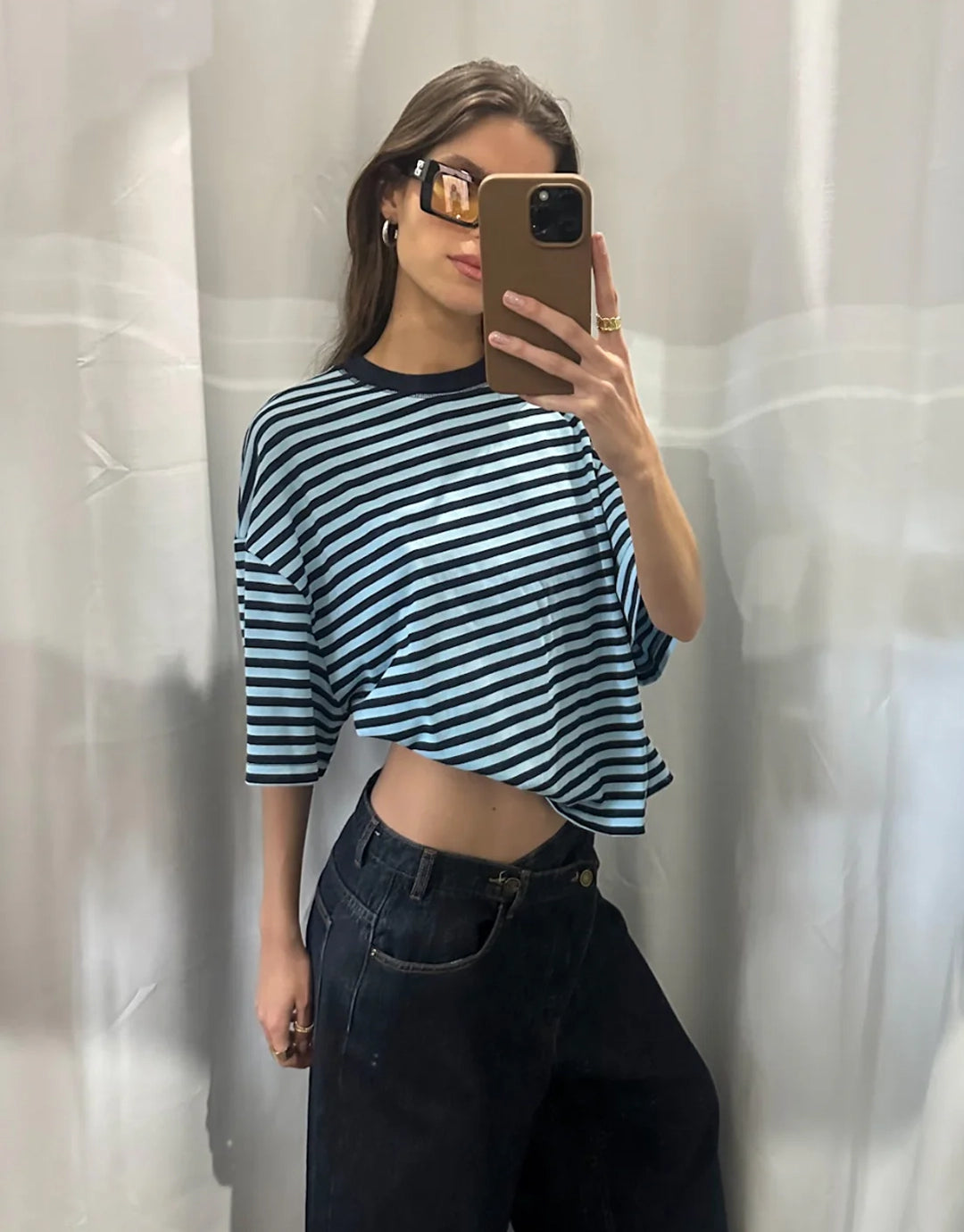 Bloom Short Sleeve Top - Navy Sea Stripe