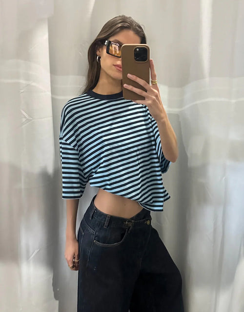 Bloom Short Sleeve Top - Navy Sea Stripe by Lioness