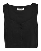 Theo Linen Top - Black by Nude Lucy - view 6