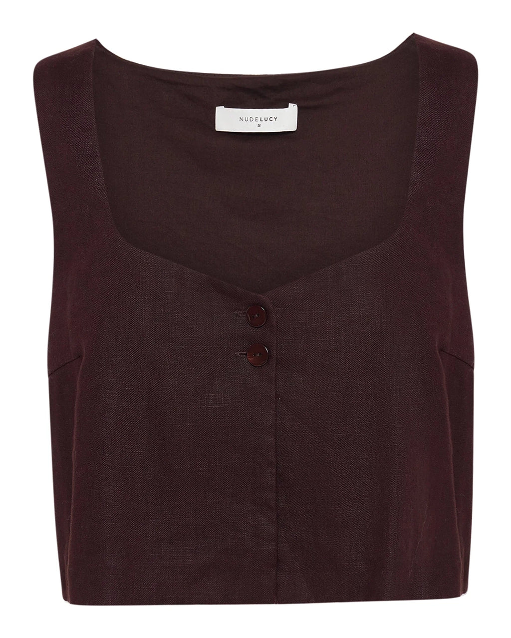 Sian Linen Top - Chocolate by Nude Lucy - view 6