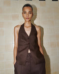 Zayda Linen Vest - Chocolate by Nude Lucy
