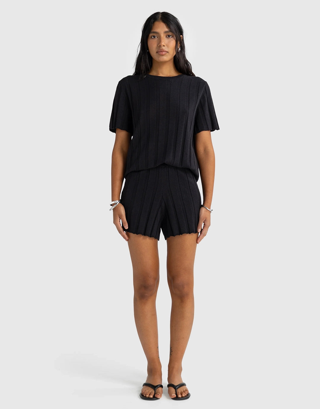 Amara Relaxed Knit Shorts - Black