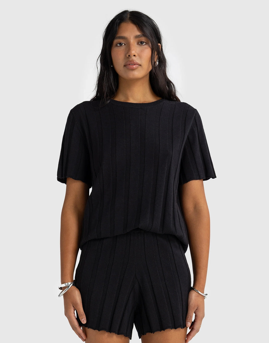 Amara Relaxed Knit Shorts - Black