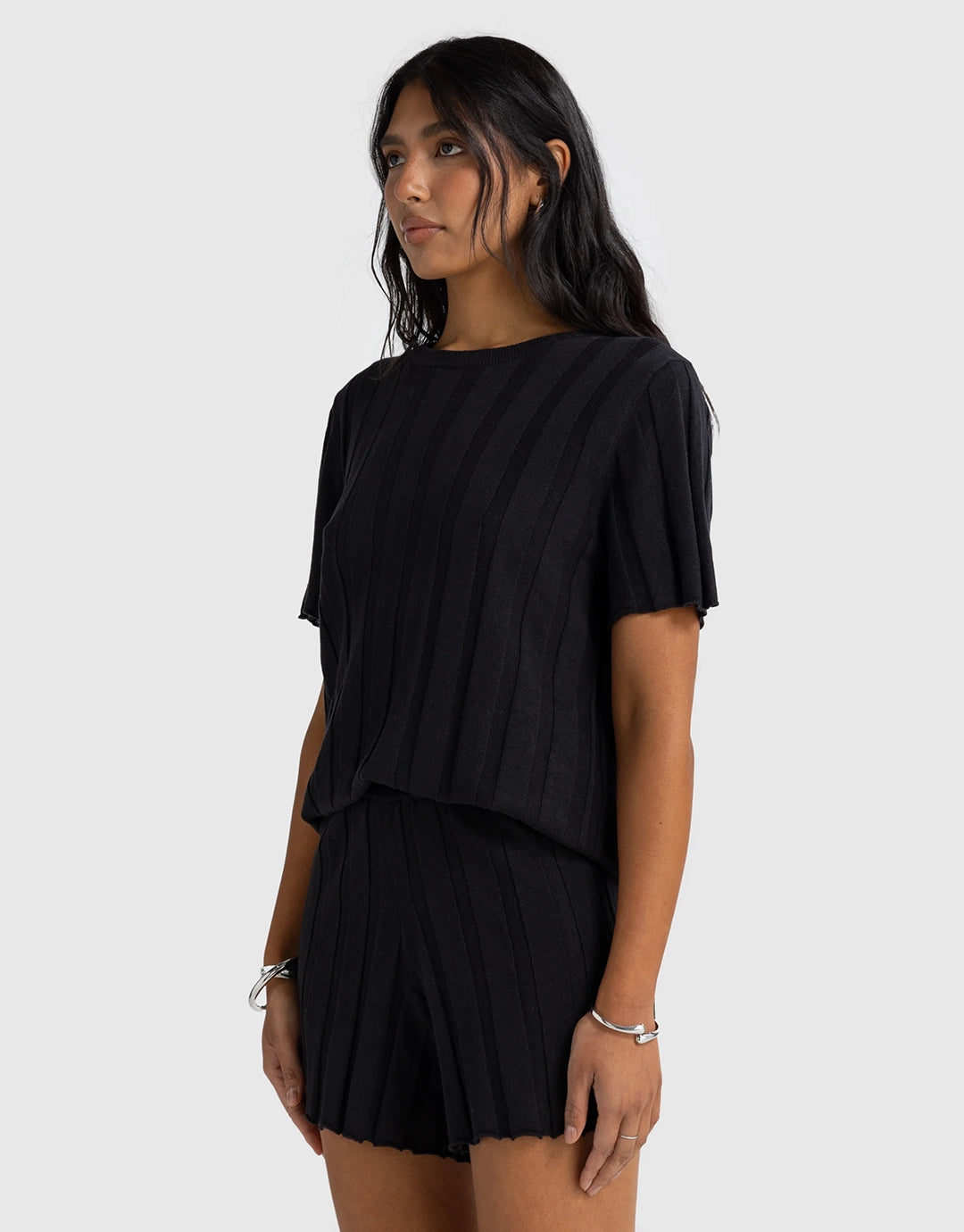 Amara Relaxed Knit Shorts - Black