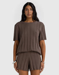 Amara Relaxed Knit Shorts - Espresso by ORTC