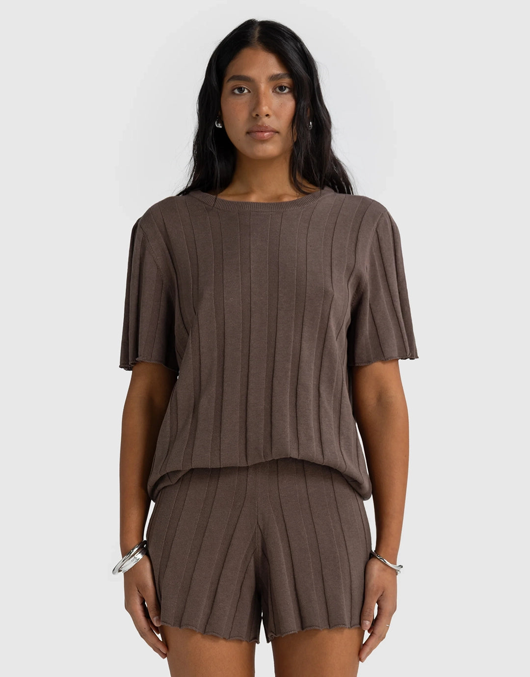 Amara Relaxed Knit Shorts - Espresso