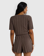 Amara Relaxed Knit Shorts - Espresso by ORTC - view 3
