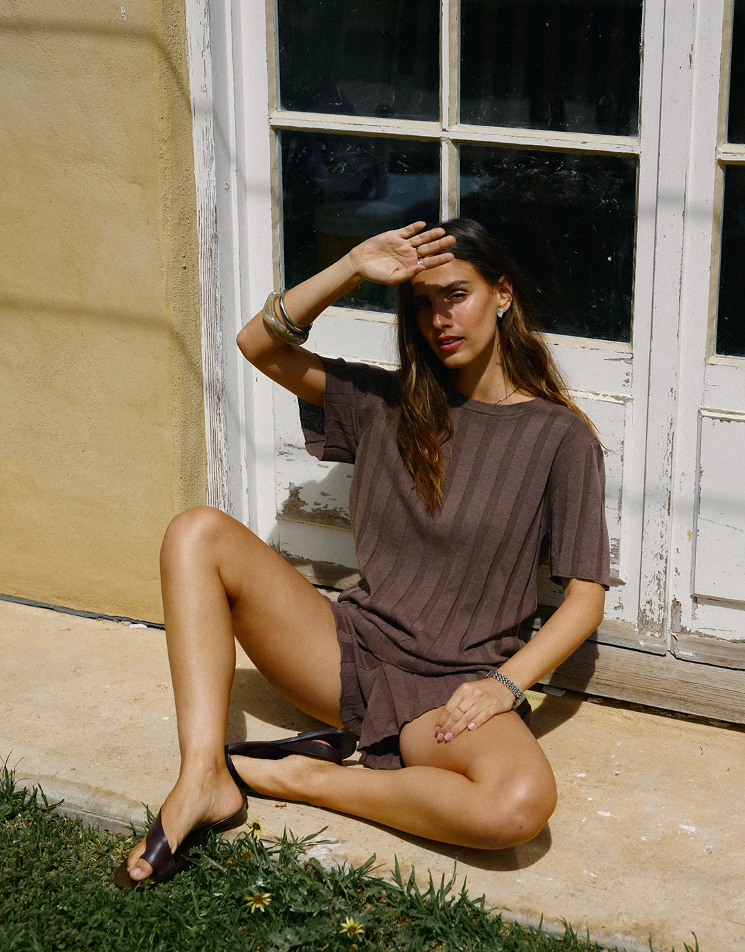 Amara Relaxed Knit T-Shirt - Espresso