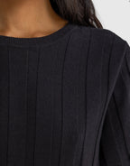 Amara Relaxed Knit T-Shirt - Black by ORTC - view 2