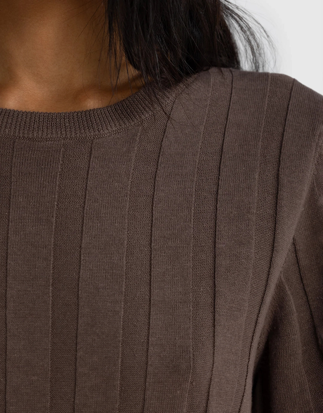 Amara Relaxed Knit T-Shirt - Espresso