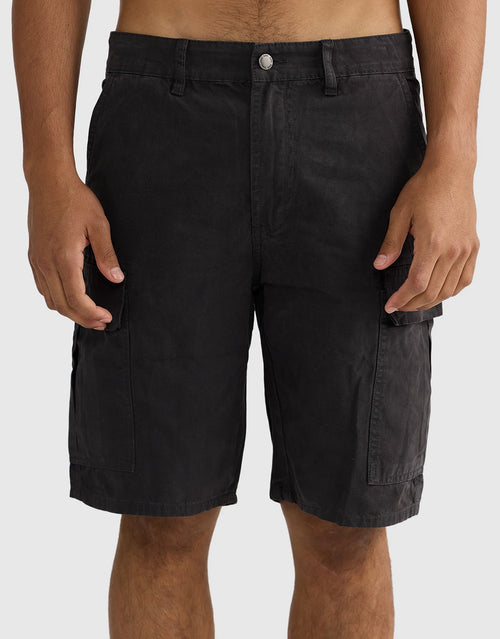 Cargo Shorts - Washed Black by ORTC - view 2