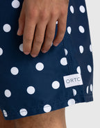 Henley Swim Shorts - Navy Polka by ORTC - view 4