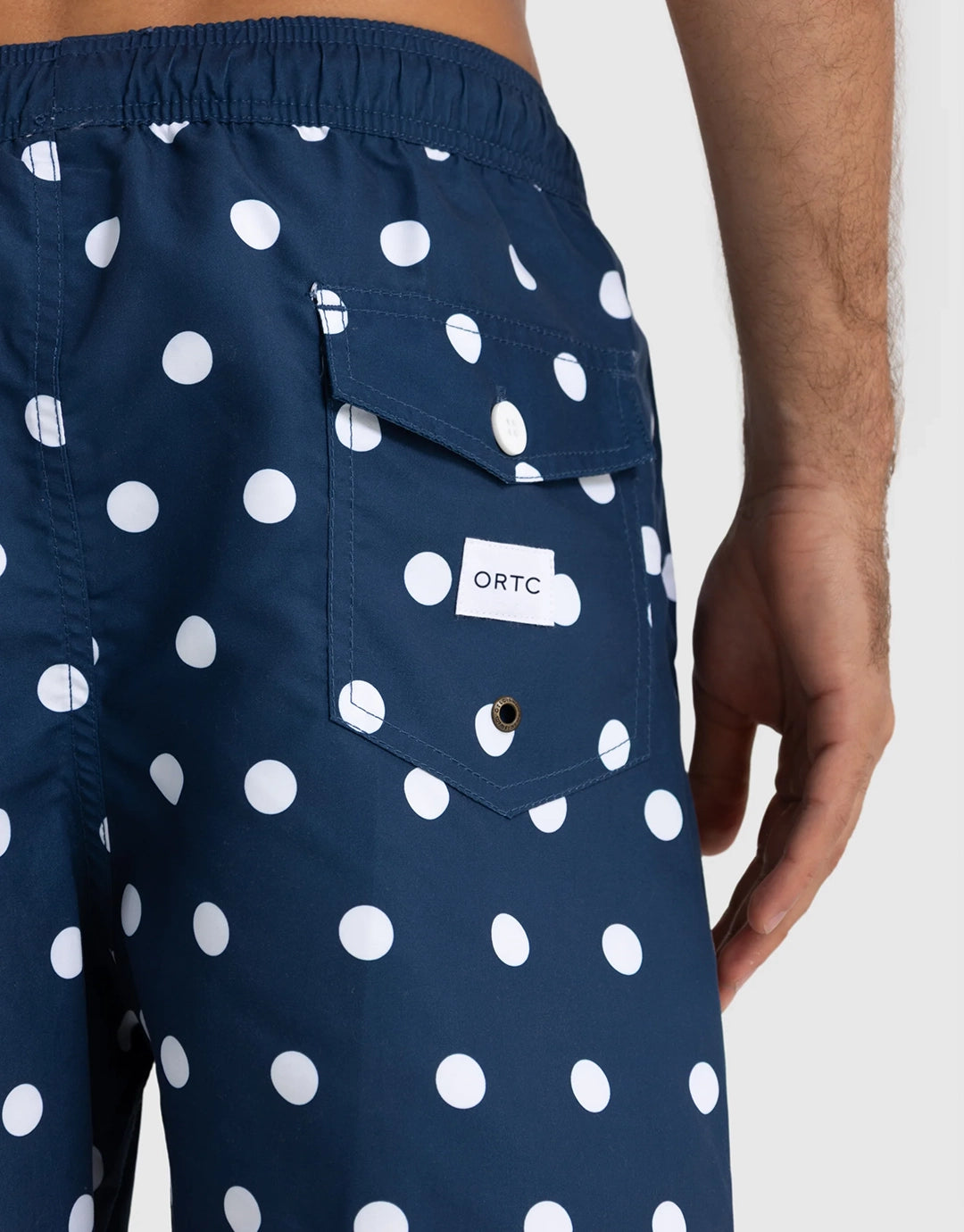 Henley Swim Shorts - Navy Polka