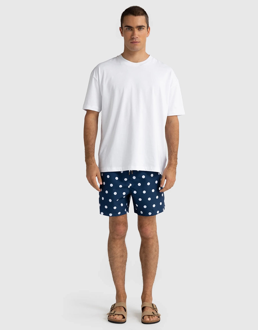 Henley Swim Shorts - Navy Polka