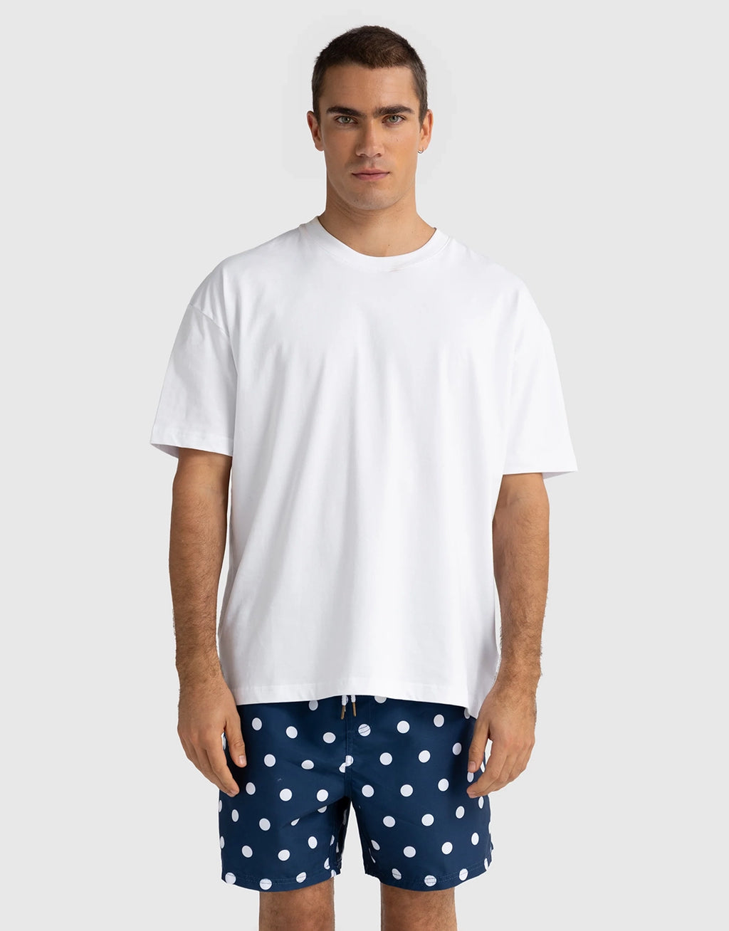 Henley Swim Shorts - Navy Polka