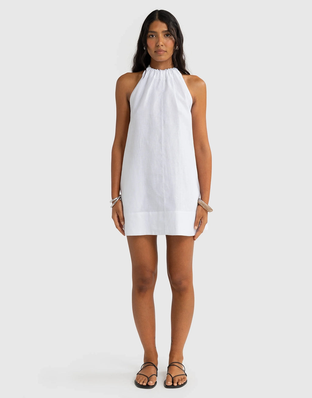 Luna Linen Mini Dress - White