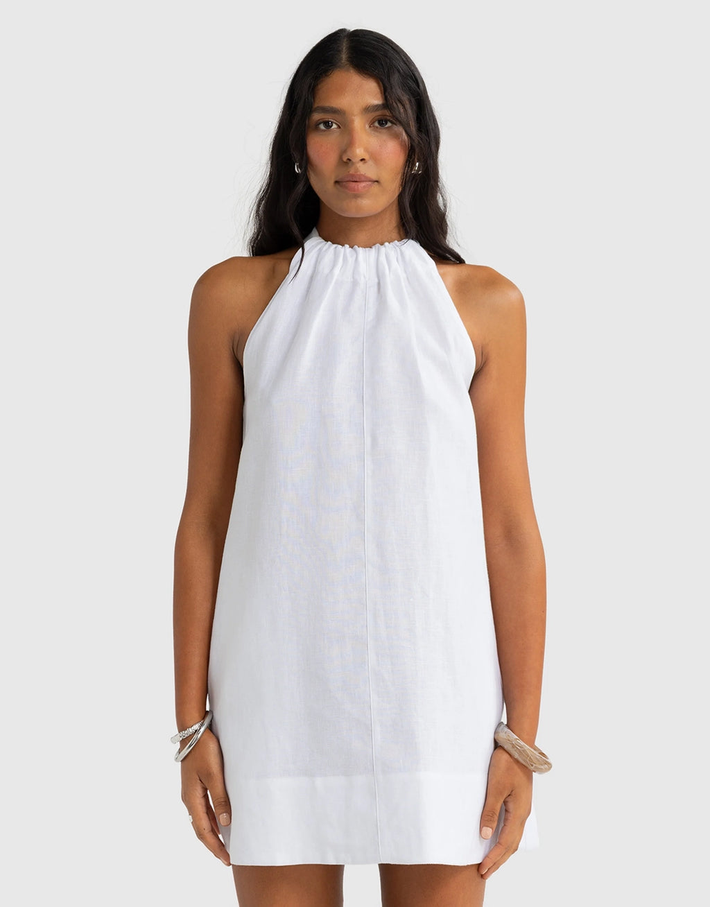 Luna Linen Mini Dress - White
