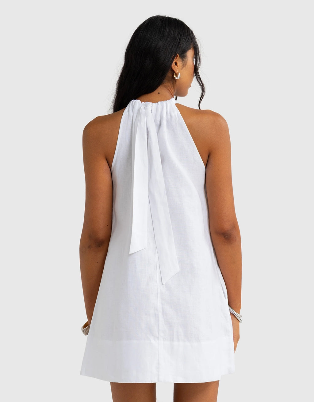 Luna Linen Mini Dress - White