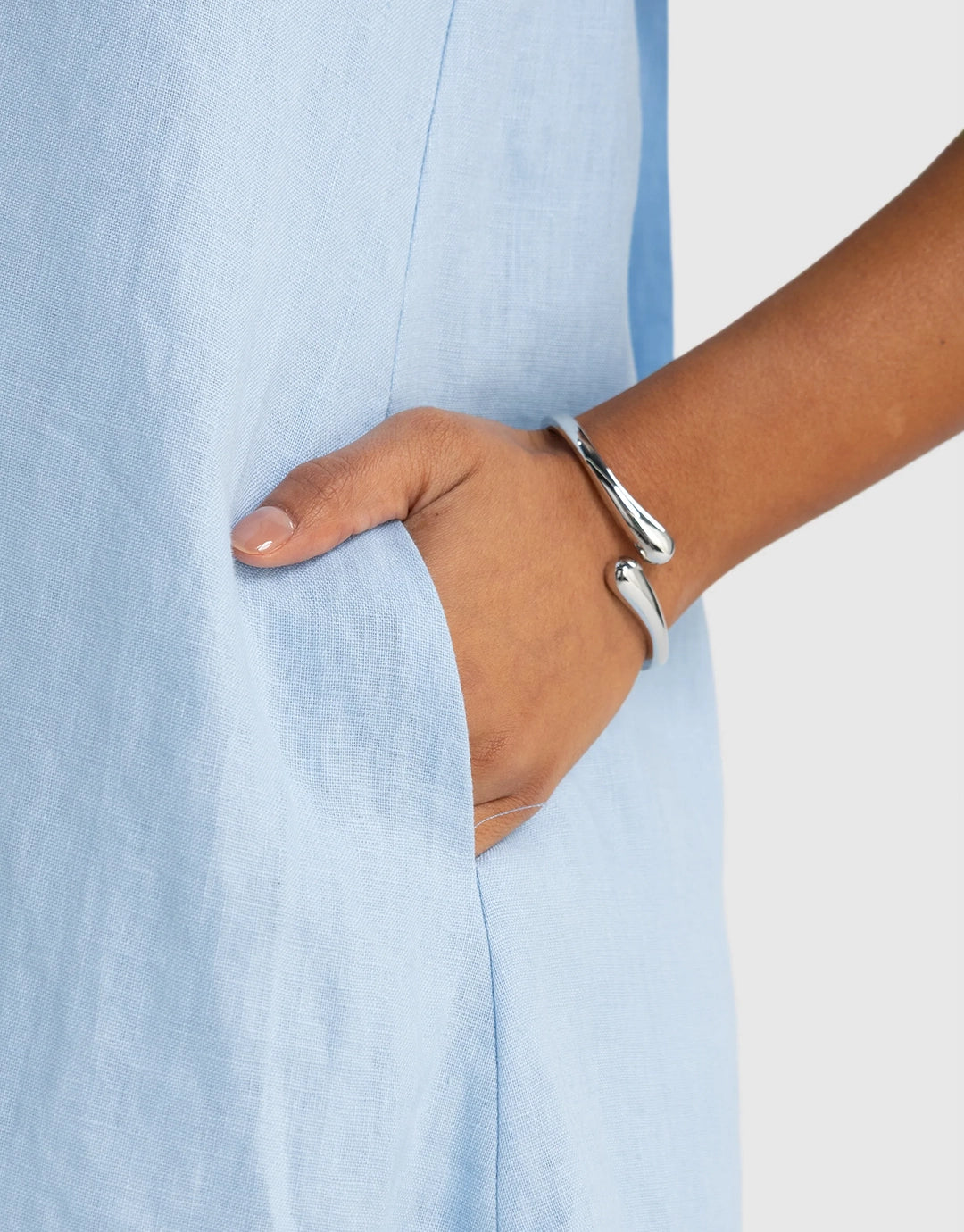 Mira Linen Halter Mini Dress - Powder Blue