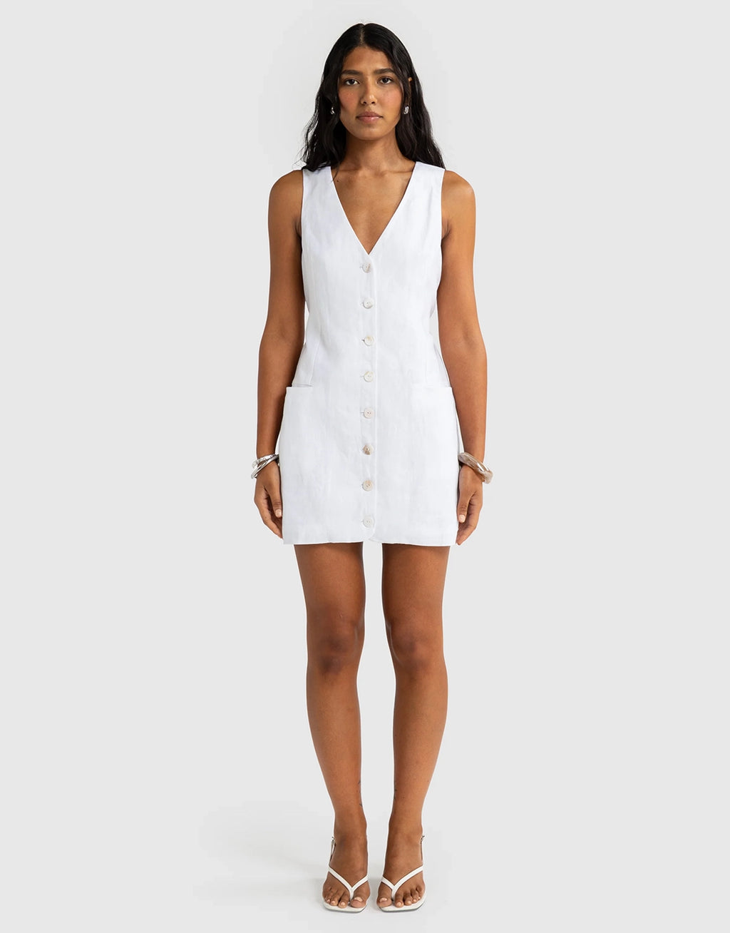 Koda Linen Mini Dress - White