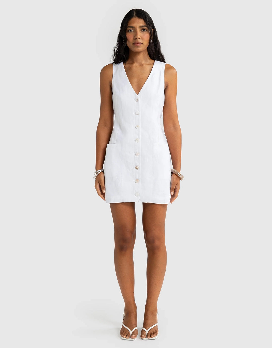Koda Linen Mini Dress - White