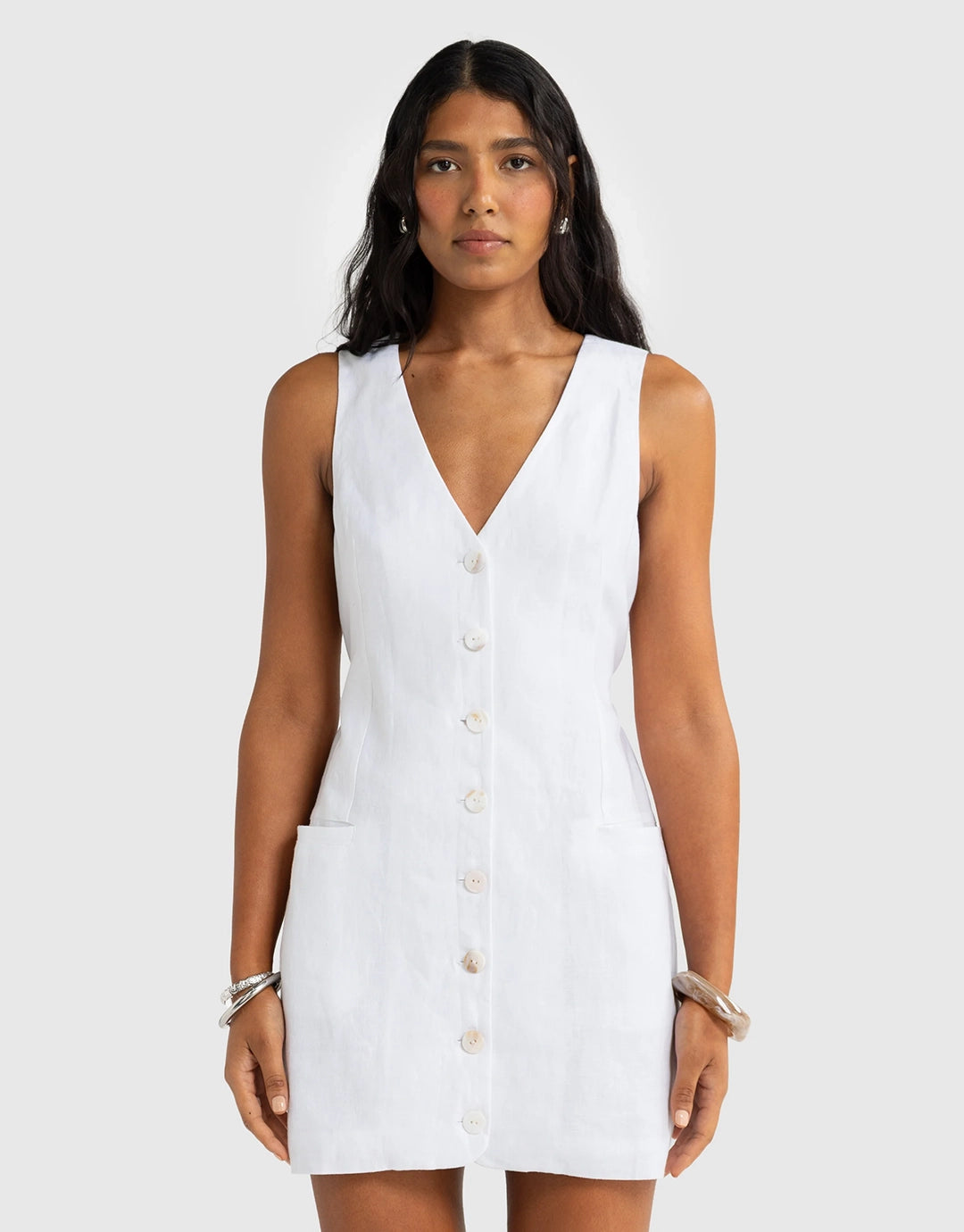 Koda Linen Mini Dress - White