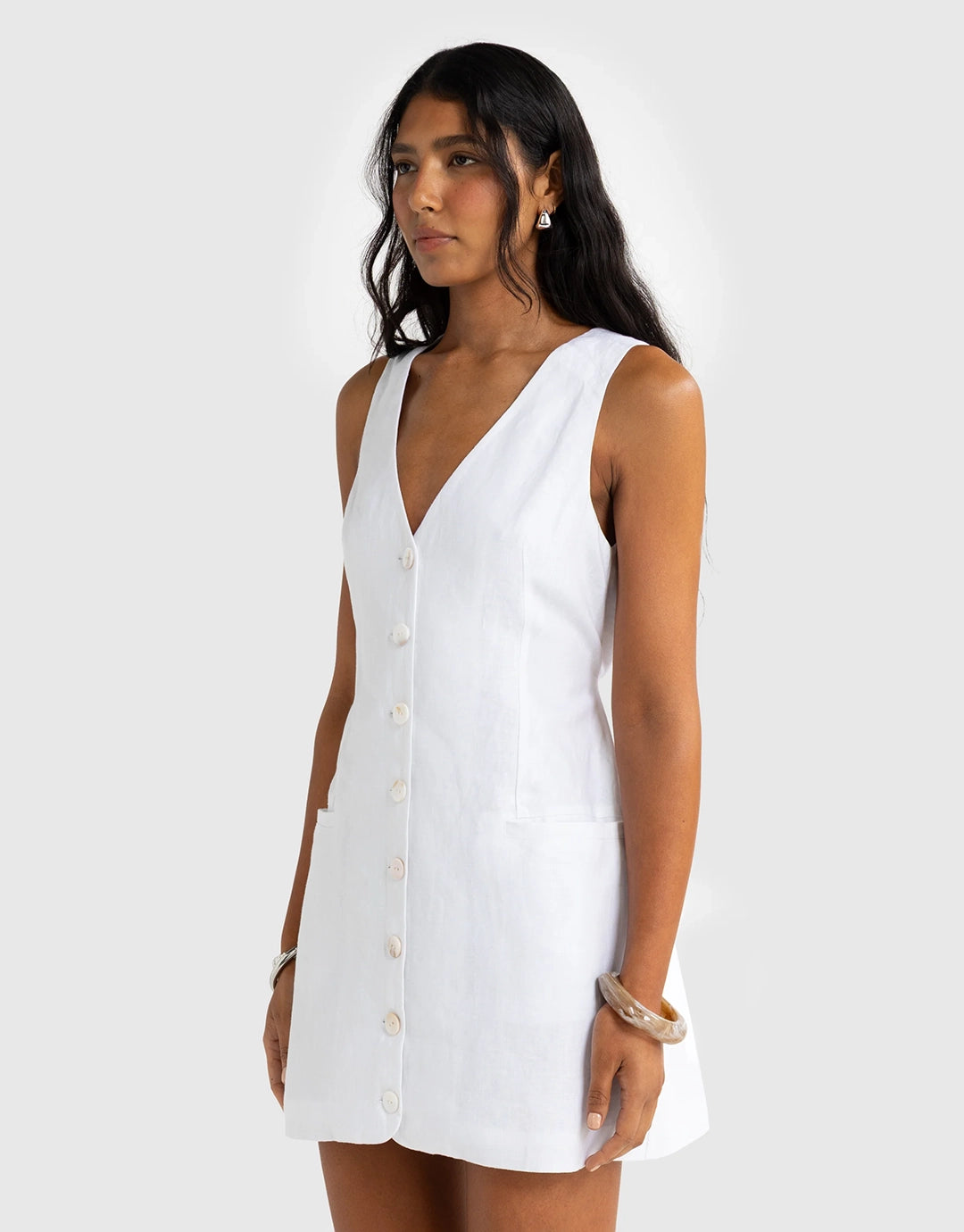 Koda Linen Mini Dress - White