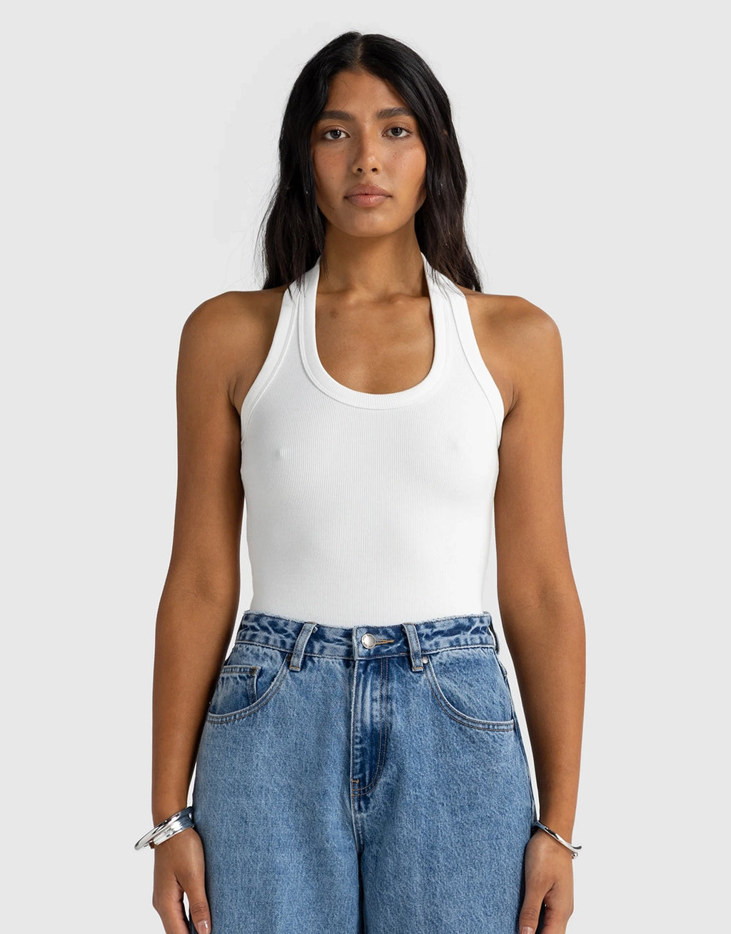 Sunday Halter Tank - White