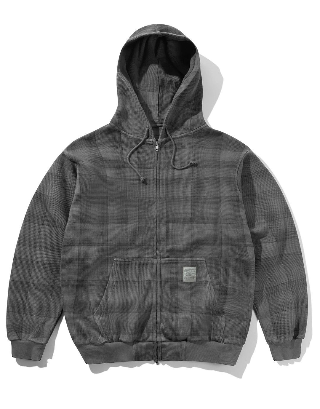 Waffle Zip-Through Hoodie - Grey Plaid by Butter Goods - view 2