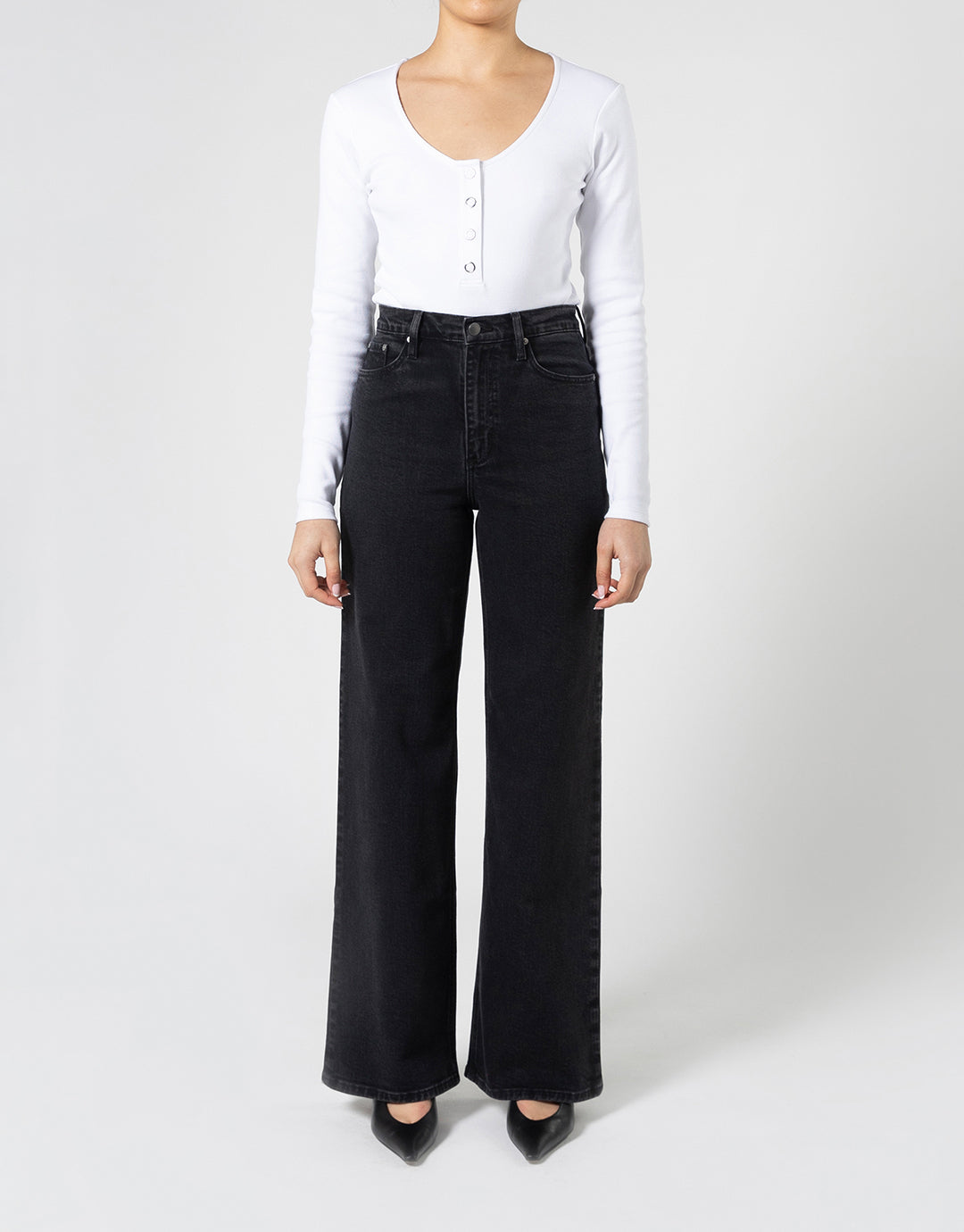 Milla Wide Leg Jeans - Shadow Black