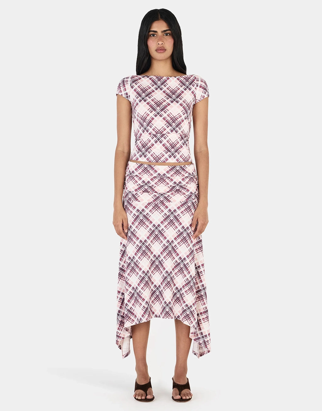 Farrah Midi Skirt - Berry Plaid by Ownley - view 3