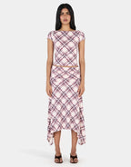 Farrah Midi Skirt - Berry Plaid by Ownley - view 3