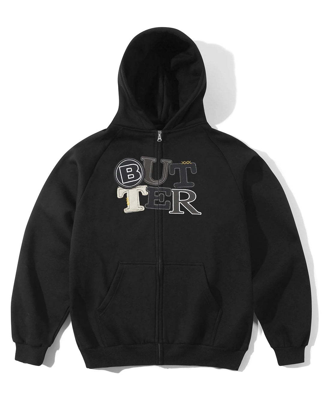 Patchwork Zip-Through Hoodie - Black by Butter Goods