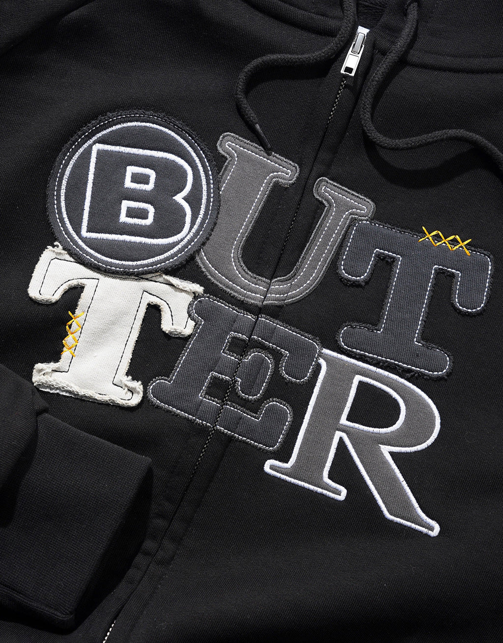 Patchwork Zip-Through Hoodie - Black by Butter Goods - view 2