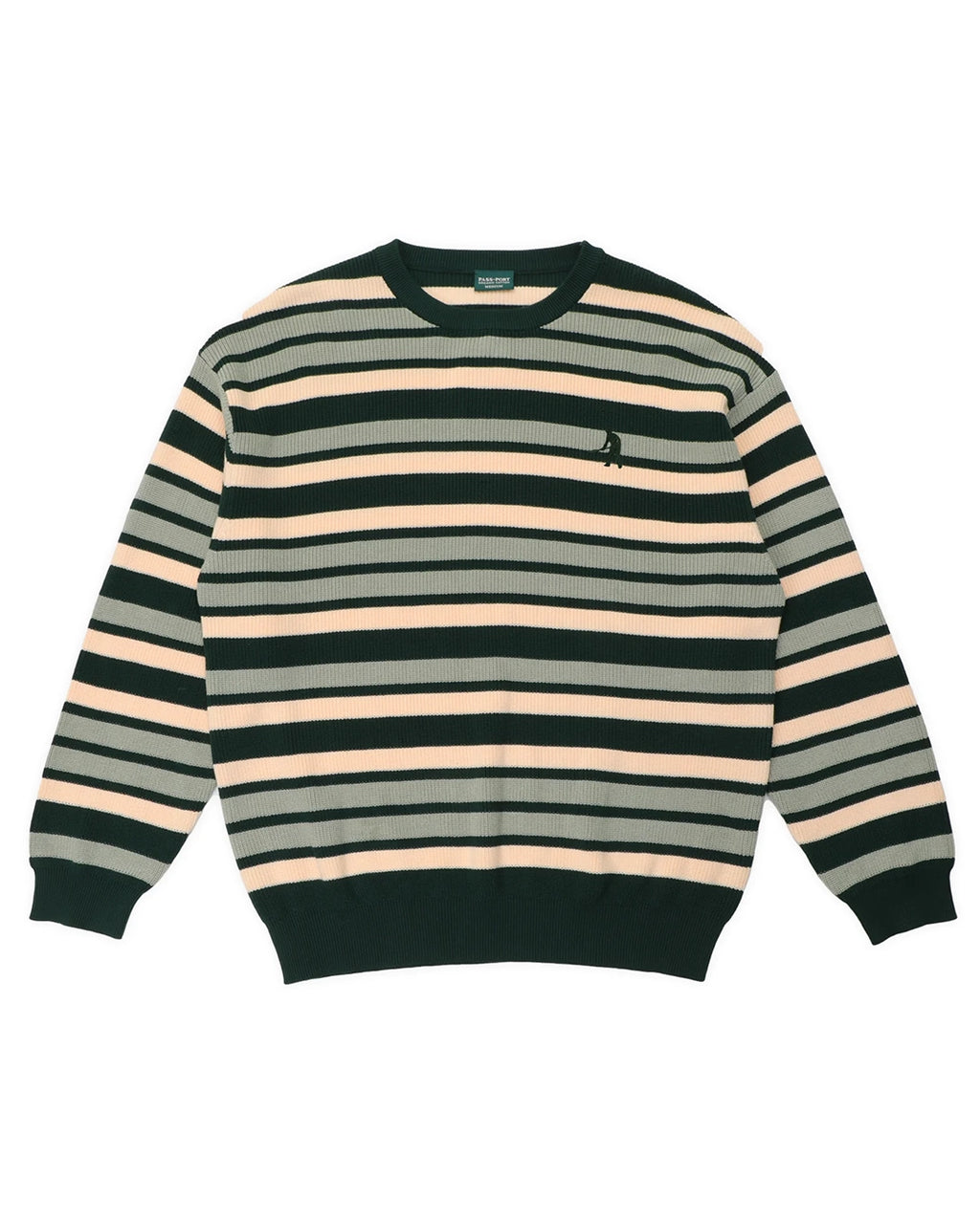Striped Organic Knit Sweater - Dark Jade by Pass-Port