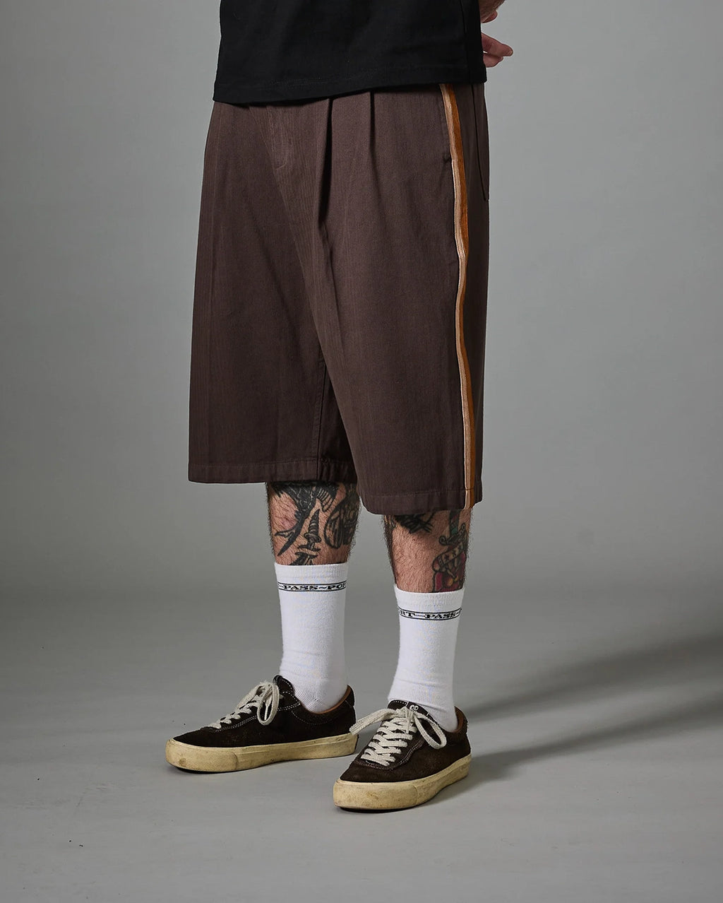 Herringbone Leagues Club Stripe Short - Dark Brown
